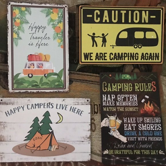 Lot Of 4 Camping Campground Signs RV Trailer Rules Wooden NEW - Picture 5 of 7